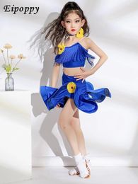 Stage Wear Latin Dance Girls' Summer Children's Flower Clothes Exercise Clothing Competition