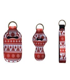 Christmas Styles 30ML Hand Sanitizer Bottle Holder Keychain Bags Keychain Chapstick Holder Neoprene Wristlet Whole Hand Soap H2193164