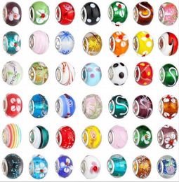 2015 New Glass Beads Charms pretty European Murano Glass Biagi Large Big Hole Rroll Beads Fit For Charm BraceletsNecklace Mix Col7395756