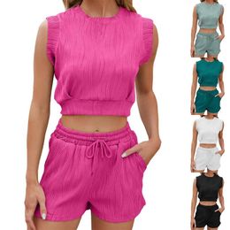 Gym Clothing Women'S Summer Solid Color Crew Neck T Shirt Womens Technical Swimsuit Jean Shorts Suit For Women Tech Swimsuits