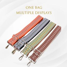 Sling Bag Strap Jacquard Weave 5CM Widening Ethnic Style Patterns Shoulder Colourful Adjustable Crossbody Band Bags Belt 240429