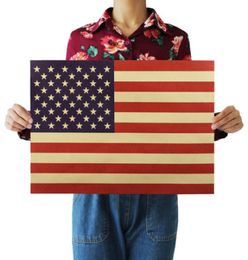 American Flag Retro Nostalgia Kraft Paper Poster Interior Bar Cafe Decorative Painting Wall Sticker 515X36cm2525616