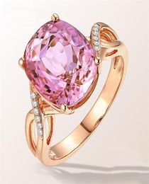 Fashion Jewellery Imitation Natural Pink Tourmaline Ring Fashion Ring Female Pink Crystal Inlaid Zircon Ring2731726