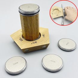 Sell Magnetic Rolling Knife Sharpener Tumbler 12 15 18 20 22 Degree Pentagon Wood DIY Fixed Angle Sharpening Stone Set 240424