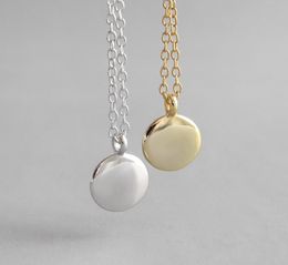 High Polished Luxury Gold Plated Sterling Silver Flat Round Disc Pendant Necklace 2021 Newest Design 925 Mini Round Necklace2341459