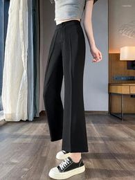 Women's Pants Women Minimalist Fashion High Waisted Flared YK2 Summer Versatile Casual Slim Fit Solid Color Work Clothes