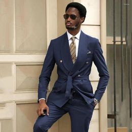 Men's Suits Casual Suit Business Set Belt 2 Pieces Party Wedding Blazers Trousers Pants Male Blazer