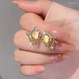 Stud Earrings Luxury Zircon For Women Korean Fashion Rhinestone Opal Geometrical Earring Girl Unusual Jewellery Gifts