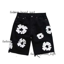 teers shorts Jean Flower Printed denim shorts Shortpants Slim Mens Light Blue Shorts Wreath Light Wash Jeans denim teara Kapok Flower shorts 9910