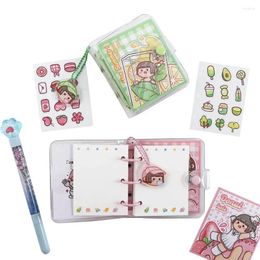 Kawaii 3 Ring Loose-Leaf Cartoon Girl Small Pocket Diary Notebooks Agenda To Do List Notepads Planner Stationery