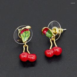 Stud Earrings Fruit Small Cherry 925 Silver Needle 2024 Jewellery Simple Generous Daily Wear