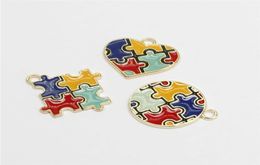 18pcs Enamel Autism Pendant Drop Oil charms Colourful Jewellery Making DIY Handmade Craft Puzzle Piece For Bracelet Earrings Gift DIY3664829