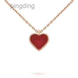 Süßer Herz Anhänger Halskette Designer Schmuck Liebe Halsketten vier Blattklee Sterling Silber Roségold rote Herz-Form-Halskette Geschenk für Frauen Hochzeit