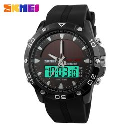 SKMEI Solar Power Sport Watch Men Dual Display Digital Watch 50M Water Resistant Chronograph Male Clocks relogio masculino 1064 X0524 2859
