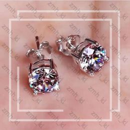 Tiffanyjewelry Women Men Unisex Classic CZ Diamond Stud Earrings 18K White Gold Silver Wedding Post Earrings CZ Size 3Mm 4Mm 5Mm 6Mm 8Mm 10Mm 623