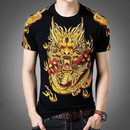 Men's T-Shirts 2021 Oversized T Shirt Men Chinese Dragon 3D For Boy Black Summer Short Sleeve 248D
