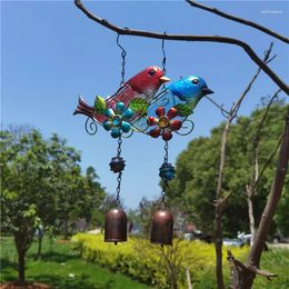 Decorative Figurines Embossed Glass Bird Bell Handicraft Red And Blue Wind Chime Pendant Metal Home Decoration Outdoor Garden Decor