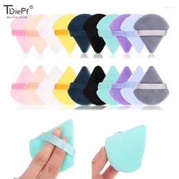 Makeup Sponges 12 Pcs Triangle Velvet Dry Powder Puffs Mini Finger Cosmetic Washable Blend For Girls Women Soft Skin-friendly Tool