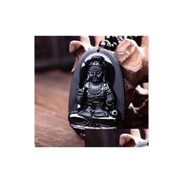 Arts And Crafts 100% Natural Obsidian Carved Fixed Buddha Statue Pendant Drop Delivery Home Garden Arts, Gifts Dhium