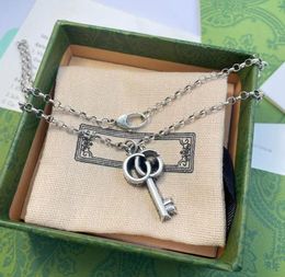 Luxury Designer Necklaces Classic key Pendant Jewelry Retro carving keys Necklacess Couples Party Holiday high quality Gift3046565