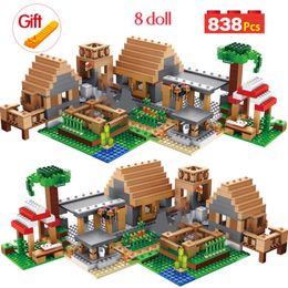 My World The Farm Cottage Building Blocks Technic Compatible Minecrafted Village House Figures Brick Toys For Children 313w