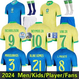 2024 Copa America Cup Brazil soccer jerseys NEYMAR VINI JR. football shirt 24 25 PAQUETA RAPHINHA RICHARLISON P.COUTINHO T.SILVA CASEMIRO G.JESUS men kids sets jersey