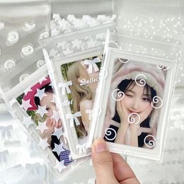 Storage Bags 50Pcs INS Pocard Protector Star Bowknot Print Self-adhesive Opp Card Sleeve Gift Packaging Self Sealing Bag
