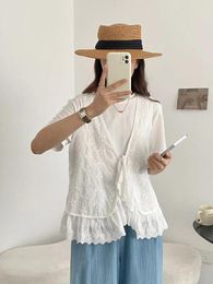 Women's Vests Mori Kei Clothing Lace Embroidery Vest For Women Summer Japanese Style Sweet Lace-up Carigan Girl Cardigan Tops