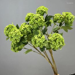 Decorative Flowers Simulation Long Branch Silk Hydrangea Green Plant Fake Flower Garden Decoration Artificial White Blue Snowball