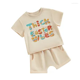 Clothing Sets Infant Toddler Girl Boy Easter Outfit Thick Vibes T Shirt Jogger Shorts With Pocket 2Pcs Cute Summer Clothes