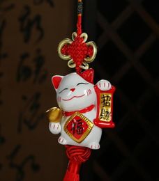 house decoration crafts Lucky Cat car accessories factory direct selling ceramic bone china highgrade crystal seat car accessorie68363019