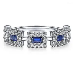 Wedding Rings Huitan Fashion Contracted Women's Inlaid Blue/White CZ Temperament Female Finger Accessories Jewellery Drop