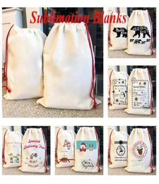 Sublimation Blank Santa Sacks DIY Personalised Drawstring Bag Christmas Gift Bags Pocket Heat Transfer New year sxjul1064919108821211