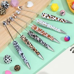 60Pcs DIY Beaded Pen Creative Print Flower Pattern Ballpoint Pens Leopard Cow Spot Gift School