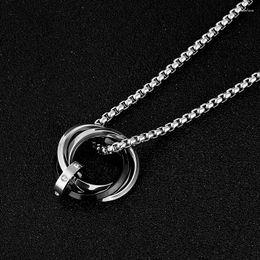 Choker 3 Interlocking Rings Vintage Necklace For Men Women 2024 Trendy Three Circle Pendant Stainless Steel Party Gift