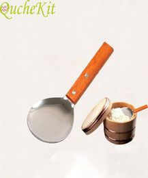 Large Stainless Steel Spoon With Redwood Handle Rice Soup Spoon Tableware Coffee Beans Tofu Scoop Ice Spoon Kitchen Accessories6914898