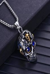 Stainless steel silver skull pendant Necklace Men Punk motorcycle Necklaces Pendants Gold Hiphop mask Jewelry27145298805