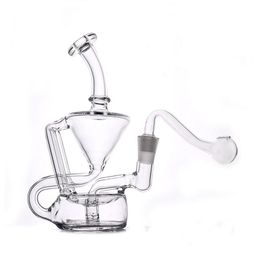 Recycler Dab Rigs Hookahs Beaker Bong Water Pipe Thick Glass Water Bongs Heady Honeycomb Perc Cigarette Tobacco Bong with 10mm Male Glass Oil Burner Pipes