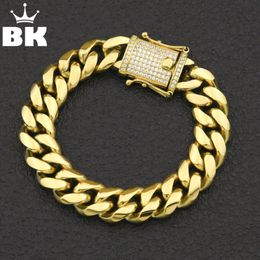 12mm 14mm Cz Stainless Steel Curb Cuban Link Bracelet Gold Silver Plated Hiphop Micro Paved Cz Mens Miami Bangle 7inch 8inch J190721 324a