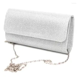 Totes Ladies Handbag Wedding Luxury Chain Crossbody Bags Shiny Envelope Bag Women Gold Silver Evening Party Clutch Purse
