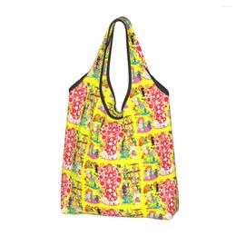 Storage Bags The World Of Yayoi Kusama Groceries Shopping Bag Cute Shopper Tote Shoulder Large Capacity Portable Handbag
