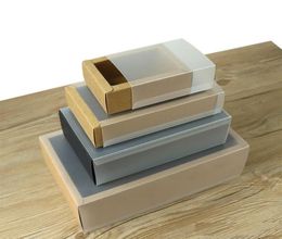 Frosted PVC Cover Kraft Paper Drawer Boxes DIY Handmade Soap Craft Jewel Box for Wedding Party Gift Packaging DHLFedEx Shipp8059132