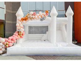 Commercial use white bounce house 3 in 1 combo inflatable bouncy castle with Slide outdoor jumper bouncer moon jumping For Kids Adults included blower free ship