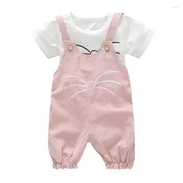 Clothing Sets Summer Baby Girl Clothes Suit Children Casual Short Sleeved T-Shirt Overalls 2Pcs/Set Toddler Costume Infant Kids Tracksuits