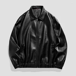 Men's Jackets 2024 Top Leather Jacket Autumn Winter Stand Collar Motorcycle Work Trendy Fashionable PU