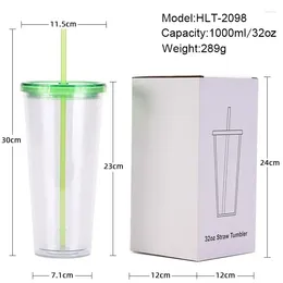 Tumblers Large Capacity Double-layer Plastic Cup With Lid Can Be Used AS Straw