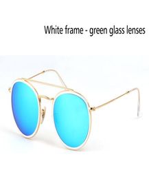 WholeHighest Quality Style Sunglasses for Men women Alloy frame Mirrored glass lens double Bridge Retro Eyewear with box and 8598739