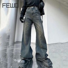 Men's Jeans FEWQ Patchwork Male Niche Design Men Denim Light Flare Pants Pocket Gradient Colour Wide Leg Trousers Chic 9C4671