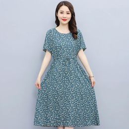 Party Dresses Elegant Long For Women 2024 Short Sleeve Print Vintage Dress Summer Korean Women's Clothes High Quality