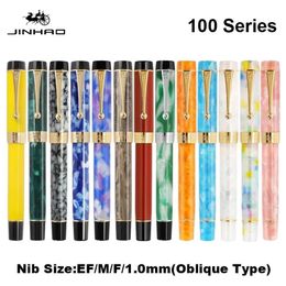 Jinhao 100 Fountain Pen Transparent Colour Resin luxury Pens M/F/EF/1.0mm Extra Fine Nib Office School Supplies Stationery Gift 240425